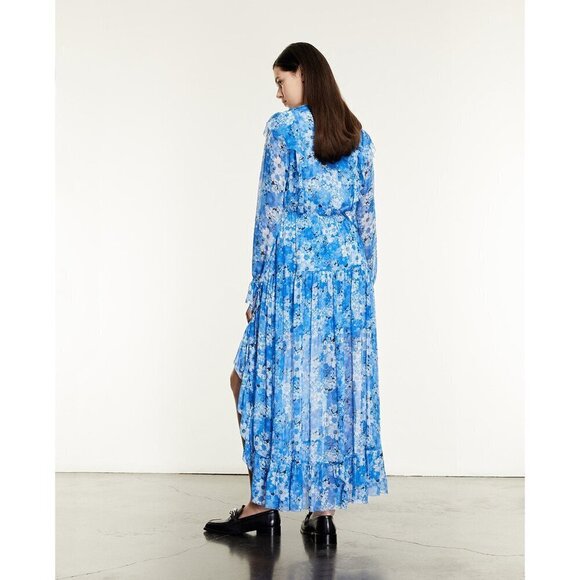 💕THE KOOPLES💕 Long Dress ~ Blue Floral Print Size 3 = EU 40 Large - Picture 4 of 16